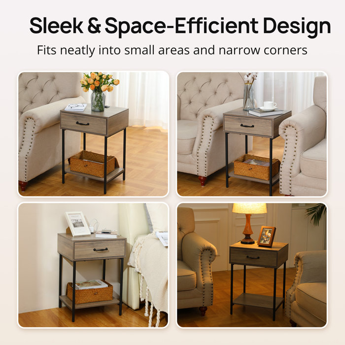 EVAJOY Metal Nightstand & Reviews Wayfair